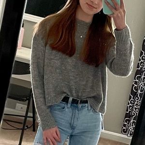 cozy grey mock-neck